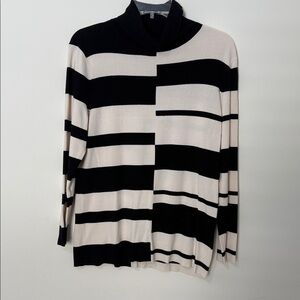 Chicos Turtleneck Sweater, size 2 (US size 12). Black and cream